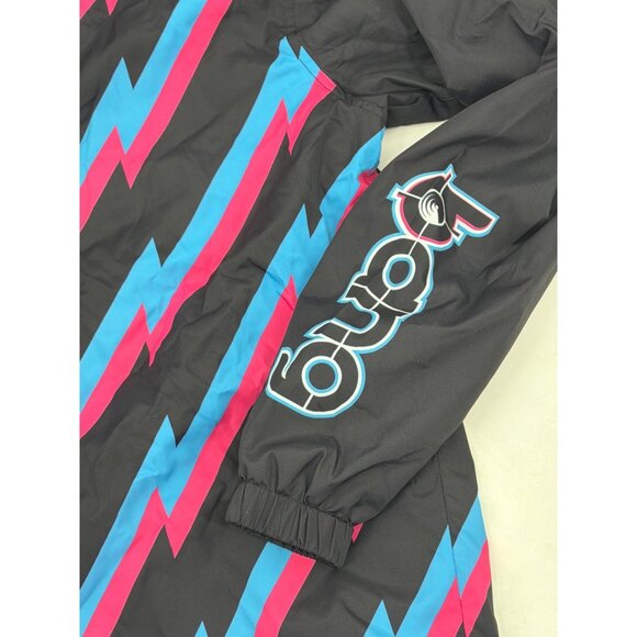 Bang Revolution Womens S Windbreaker Anorak Jacket Black Pink Blue Bolt - Picture 2 of 7